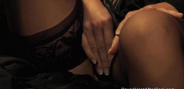  Massaging Her Wet Pussy In Silk Black Panties